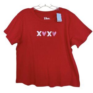 Doe‎ T Shirt Womens Size 2X Red XOXO Valentines Day Embroidered Short Sleeve